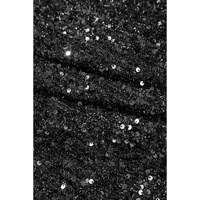 Color black Plus Size Bubble Sleeve V Neck Sequin Dress - 1X thumbnail