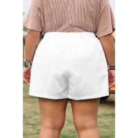 White Bow Decor Pockets Plus Size Shorts - 1X thumbnail