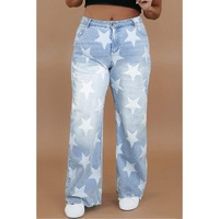 Beau Blue High Waist Star Pattern Plus Size Jeans - 4X thumbnail