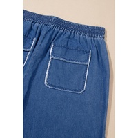 Azura Exchange Sail Blue Washed Denim Chambray Loose Plus Size Pants - 3X thumbnail