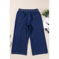 Real Teal Plus Size Drawstring High Waist Wide Leg Casual Jeans - 3X thumbnail