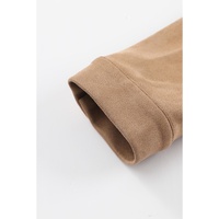 Khaki Fringe Trim Plus Size Suede Shacket - 1X thumbnail