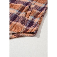 Multicolour Plus Size Plaid Print Collared Button up Jacket - 2X thumbnail
