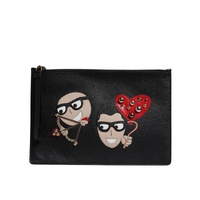 Dolce & Gabbana Women's Black #DGFamily Embellished Leather Clutch Bag - One Size thumbnail