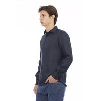 Baldinini Trend Men's Blue Linen Shirt - L thumbnail