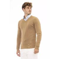Fine Ribbed Knit V-neck Sweater with Long Sleeves 52 IT Men thumbnail