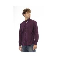 Baldinini Trend Men's Burgundy Cotton Shirt - M thumbnail