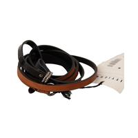 CNC Costume National Fashion Belt with Silver Tone Buckle - Brown Leather 100 cm Women thumbnail