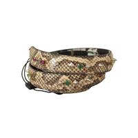 Dolce & Gabbana Women's Beige Exotic Leather Crystals Reversible Shoulder Strap - One Size thumbnail