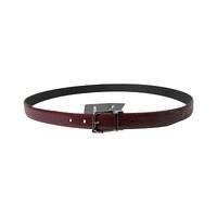 Dolce & Gabbana Men's Bordeaux Leather Silver Metal Buckle Belt - 95 cm thumbnail