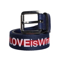 Dolce & Gabbana Men's Blue Cotton Leather Printed Metal Buckle Belt - 85 cm thumbnail