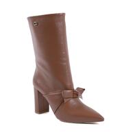 Pointed Toe Bow Boot with Gold Logo Detail - 38 EU thumbnail
