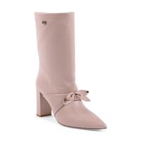 Pointed Toe Bow Short Boot with Gold Logo Detail - 39 EU thumbnail