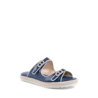 Leather Double Strap Flat Sandal - 39 EU thumbnail