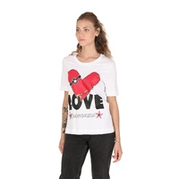 Love Moschino Women's Skateboard Heart T-Shirt  White - 42 IT thumbnail