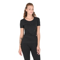 Love Moschino Women's Heart Embellished T-Shirt - Black - 38 IT thumbnail