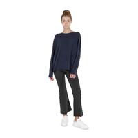 Crown of Edinburgh Cashmere Women's Premium Cashmere Oversize Boatneck Sweater in Navy blue - S thumbnail