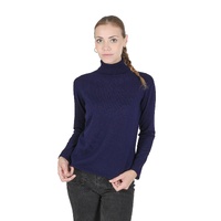 Crown of Edinburgh Cashmere Women's Cashmere Turtleneck Sweater - Italian Craftsmanship in Navy blue - S thumbnail