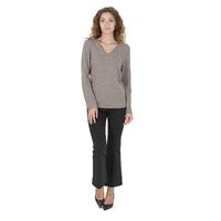 Crown of Edinburgh Cashmere Women's Premium Cashmere V-Neck Sweater in Taupe - 42 EU thumbnail