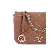 V Italia Brown Quilted Leather Shoulder Bag with Chain Strap - One Size thumbnail