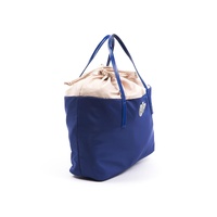 BYBLOS Women's Chic Blue Fabric Shopper Tote with Patent Accents - One Size thumbnail