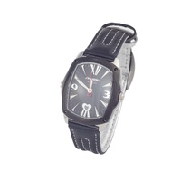 Chronotech Unisex's Black Leather Watch - One Size thumbnail