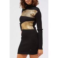 Knitted Dress with Laminated Effect and Polo Neck 42 IT Women thumbnail
