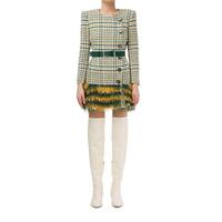 Elisabetta Franchi Tartan Texture Dress with Front Buttons and Ecoleather Belt 40 IT Women thumbnail