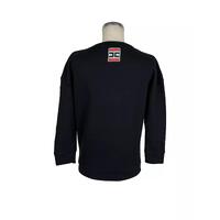 Black Cotton Sweatshirt with Front Print and Logo Patch - Made in Italy 42 IT Women thumbnail