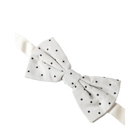 Dolce & Gabbana Men's White Black Polka Dot Polyester Bow Tie  - One Size thumbnail