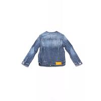 Round Neckline Denim Jacket with Metal Buttons and Contrast Stitching S Women thumbnail