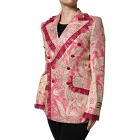 Dolce & Gabbana Women's Pink Gold Jacquard Nylon Coat Blazer Jacket - 40 IT thumbnail