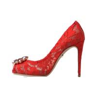 Dolce & Gabbana Women's Red Taormina Lace Crystal Heels Pumps Shoes - 36 EU thumbnail
