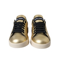 Dolce & Gabbana Women's Gold Portofino Calf Leather Sneakers  Shoes - 37 EU thumbnail