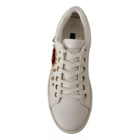 Dolce & Gabbana Women's White Leather Gold Red Heart Sneakers Shoes - 36 EU thumbnail