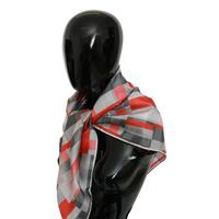 C’N’C COSTUME NATIONAL Gray Red Checkered Silk Scarf One Size Women thumbnail