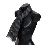 Missoni Men's Gray Striped Wool Unisex Neck Wrap Fringes Scarf - One Size thumbnail