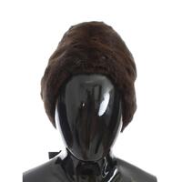 Gorgeous Dolce & Gabbana Brown Weasel Fur Beanie with Gray Cashmere Lining 57 cm Women thumbnail
