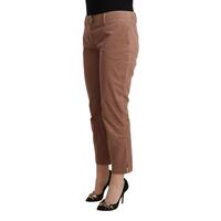 100% Authentic COSTUME NATIONAL Mid Waist Cotton Tapered Cropped Pants with Logo Details 40 IT Women thumbnail