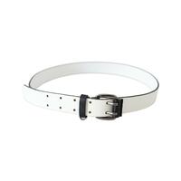 White Leather Fashion Belt with Metal-tone Hardware 90 cm Women thumbnail
