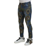 Dolce & Gabbana Men's Blue Medal Print Slim Fit Cotton Jeans - 46 IT thumbnail