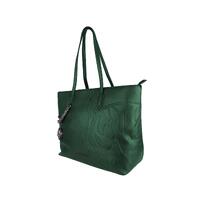 Dark Green Eco-Leather Shopping Bag with Removable Shoulder Strap One Size Women thumbnail