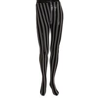Striped Nylon Micro Mesh Tights with Logo Details M Women thumbnail