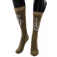 Dolce & Gabbana Women's Gold Stretch Floral Clear Crystal Stocking Socks - M thumbnail