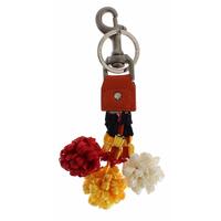 Dolce & Gabbana Women's Red White Raffia Leather Clasp Finder Keyring Keychain - One Size thumbnail