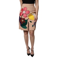 Dolce & Gabbana Women's Beige Floral High Waist Pencil Cut Skirt - 42 IT thumbnail