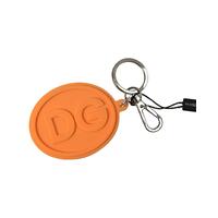 Dolce & Gabbana Women's Orange Rubber DG Logo Gold Brass Metal Keychain - One Size thumbnail