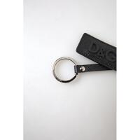 Dolce & Gabbana Men's Black DG Logo Leather Silver Metal Keychain - One Size thumbnail