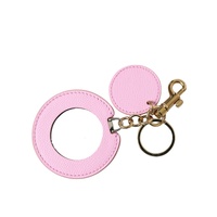 Dolce & Gabbana Women's Pink Calf Leather Gold Metal Logo Print Keyring Keychain - One Size thumbnail