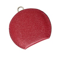 Dolce & Gabbana Women's Red Calfskin Leather Round Logo Hand Mirror Holder - One Size thumbnail